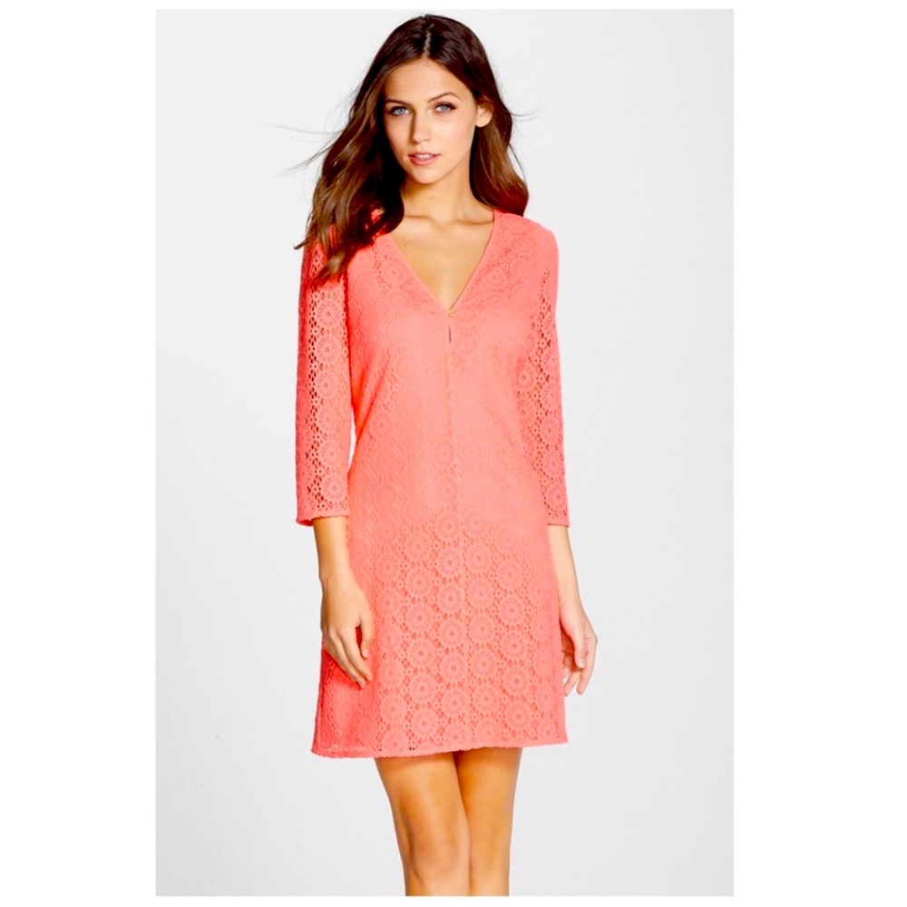 Lilly Pulitzer Pink Coral Lace Dress XS Lamora in Pucker Breakers NWT